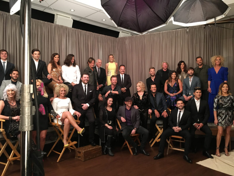 Production shot of the group photo Robby Klein shot for People Magazine before ACM Honors show at Ryman Auditorium in Nashville, Tennessee