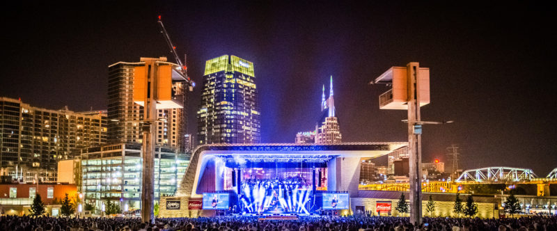 Ascend Amphitheater and the Nashville skyline at night