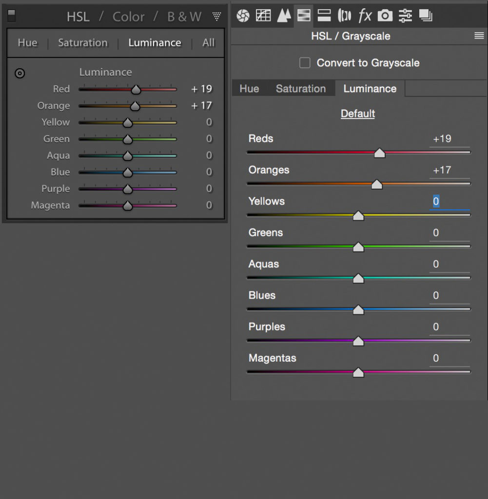 Luminance color adjustments in Lightroom and Adobe Camera Raw