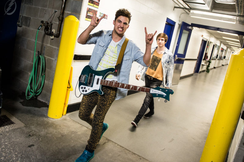 Kevin Ray and Nicholas Petricca of Walk The Moon backstage at 93.3 FLZ's Jingle Ball in Tampa, Florida