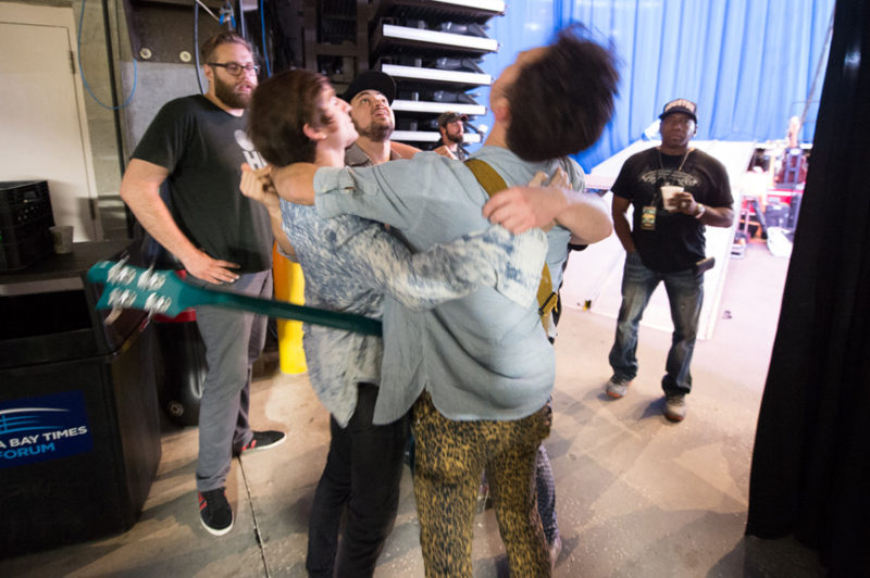 Walk The Moon doing their pre-show ritual before taking the stage at 93.3 FLZ's Jingle Ball in Tampa, Florida