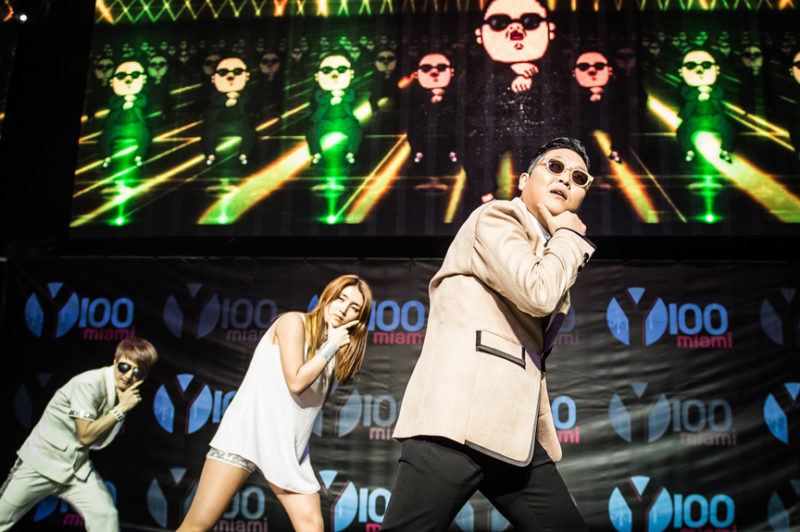 Psy performing Gangnam Style during Y100's Jingle Ball in Miami, Florida