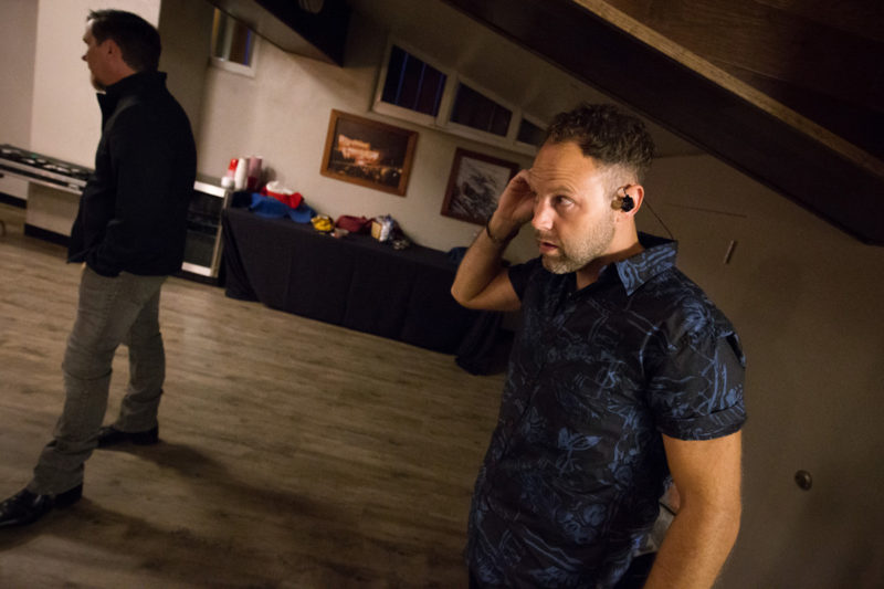 David Carr of Third Day gets his in-ear monitors ready on June 14, 2015 at Red Rocks Amphitheater in Morrison, Colorado