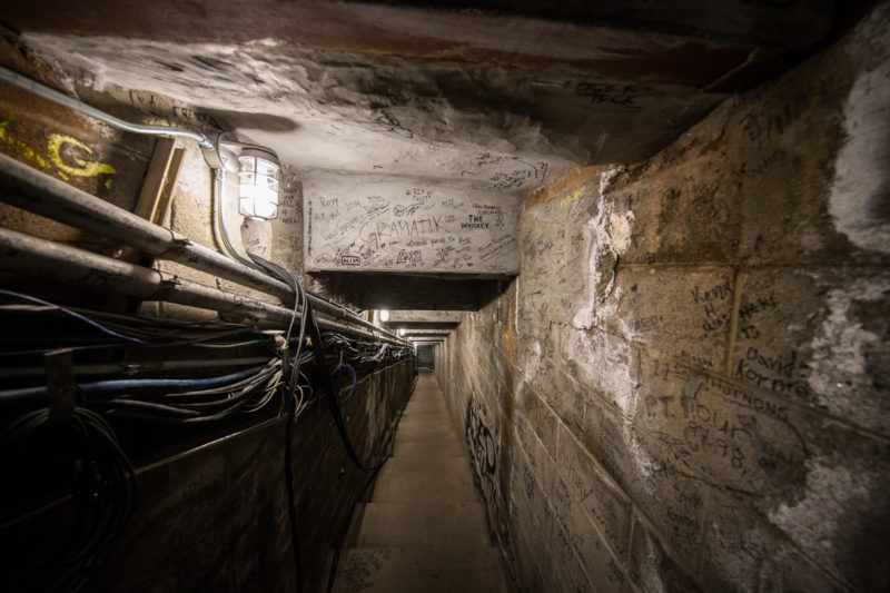 The underground tunnel from backstage to front of house on June 14, 2015 at Red Rocks Amphitheater in Morrison, Colorado