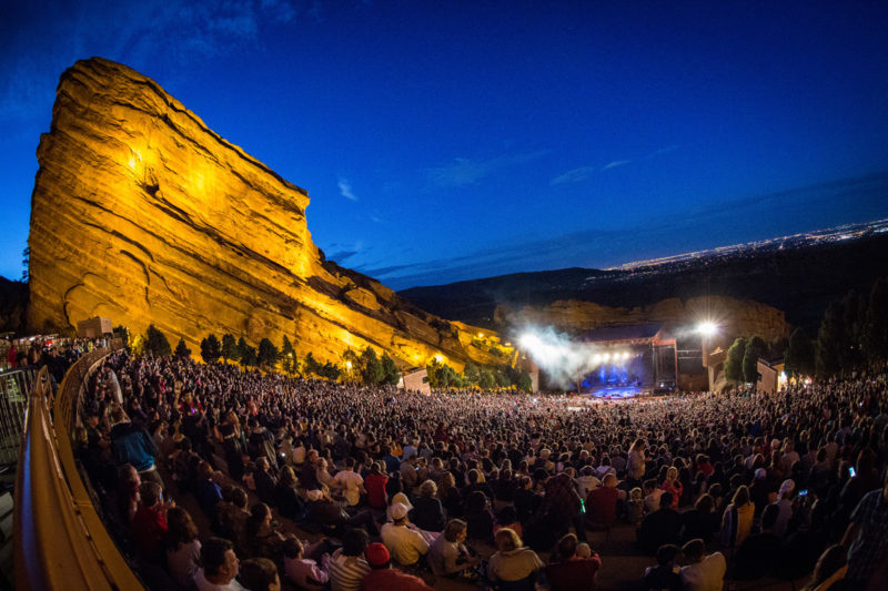 A view of the sold out crowd on June 14, 2015 at Red Rocks Amphitheater in Morrison, Colorado