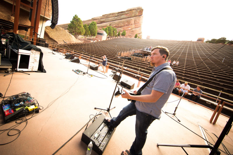 Mark Lee of Third Day sound checks on June 14, 2015 at Red Rocks Amphitheater in Morrison, Colorado