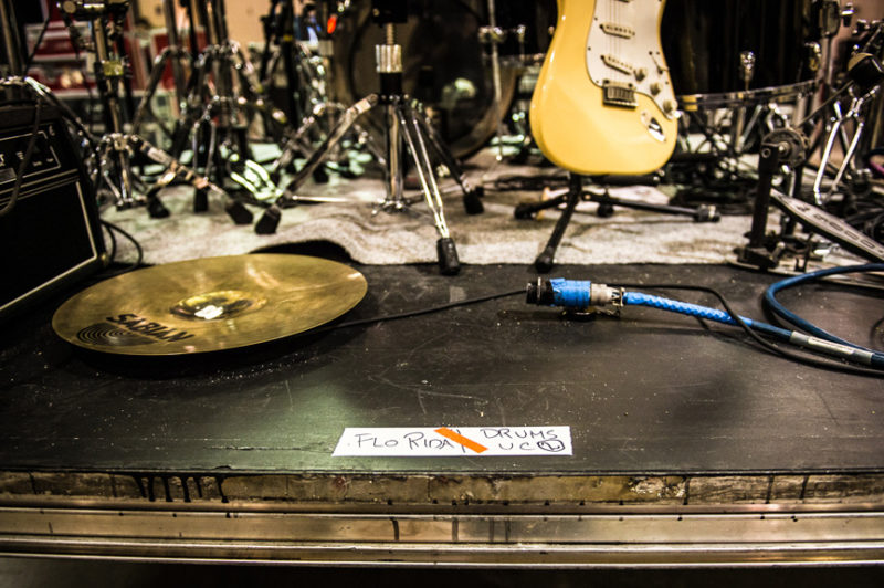 Flo Rida's drum kit backstage at Y100's Jingle Ball in Miami, Florida